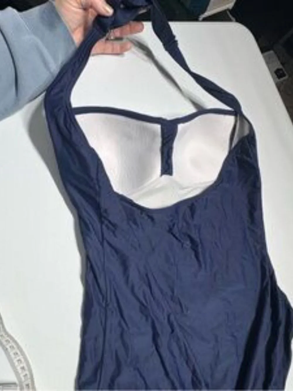 Boho Floral Navy One Piece Swimsuit Tummy Control Ruched Bathing Suit Large - Picture 6 of 10
